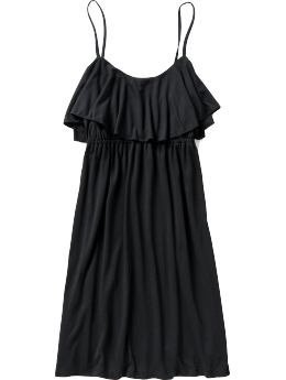 Women: Women's Ruffled Jersey Dresses - Black Jack