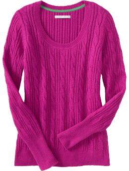 Women: Women's Scoop-Neck Cable-Knit Sweaters - Blink Pink