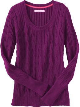Women: Women's Scoop-Neck Cable-Knit Sweaters - Bougainvillea Pink