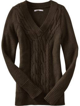 Women: Women's Cable-Knit V-Neck Sweaters - Bear Hug