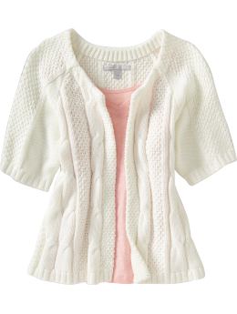 Women: Women's Cable-Knit Swing Cardigans - Marshmallow White