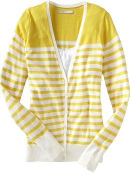 Women: Women's Perfect Cardigans - Yellow Stripe