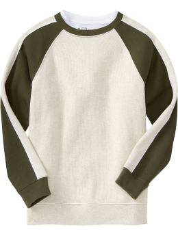 Boys Boys Shoulder Stripe French Rib Pullovers Heather Oatmeal