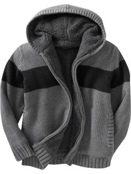 Boys: Boys Sherpa-Lined Sweater Hoodies - Heather Charcoal