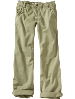 Women: Women's Distressed Boyfriend Khakis - Dried Grasses