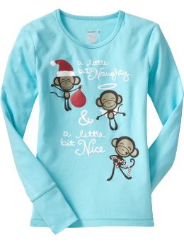 Girls: Girls Snug-Fit Sleep Tops - Monkey