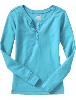 Girls Satin-Placket Henleys