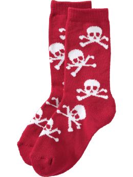 Boys: Boys Scary-Graphic Crew Socks - Red Skulls