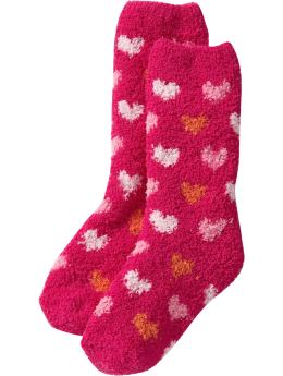 Girls: Girls Patterned Chenille Socks - Pink Heart