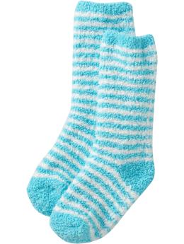 Girls: Girls Patterned Chenille Socks - Blue Mini Stripe