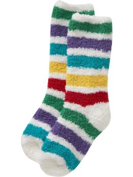 Girls: Girls Patterned Chenille Socks - Warm Stripe