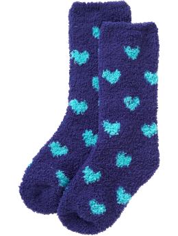 Girls: Girls Patterned Chenille Socks - Purple Heart