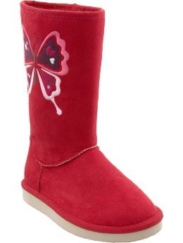 Girls: Girls Faux Fur-Lined Boots - Crimson Red