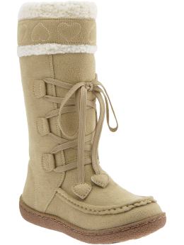 Girls: Girls Faux-Suede Side-Zip Boots - Light Brown