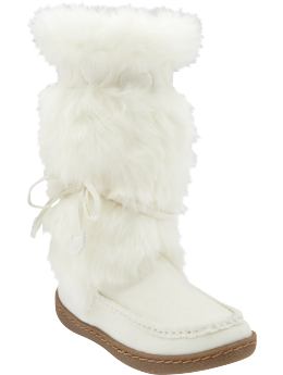 Girls: Girls Faux-Fur Mukluks - Marshmallow White