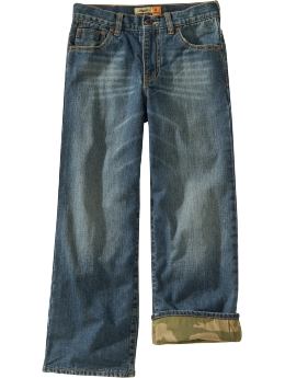 Boys: Boys Flannel-Lined Straight-Leg Jeans - Venice Light