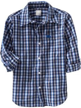 Boys: Boys Plaid Shirts - Blue Plaid