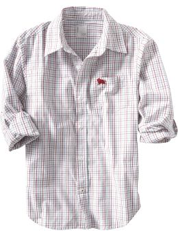 Boys: Boys Patterned Poplin Shirts - Small Red Plaid