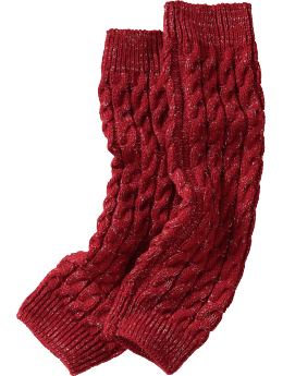 Girls: Girls Sweater-Knit Leg Warmers - Crimson Red