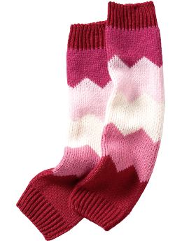 Girls: Girls Sweater-Knit Leg Warmers - Pink Stripe