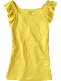 Women Women39s Smocked Flutter Sleeve Tops Sunstreak
