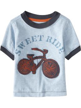 Baby Boys: Transportation Applique Tees for Baby - Blue Heather