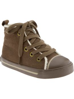 Baby Girls: Sherpa-Lined High-Tops for Baby - Brown