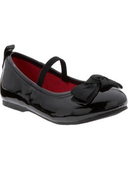 Baby Girls: Metallic Faux-Patent Mary Janes for Baby - Black Jack