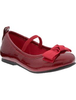 Baby Girls: Metallic Faux-Patent Mary Janes for Baby - Glitter Red