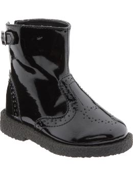Baby Girls: Patent Dress Boots for Baby - Black Jack