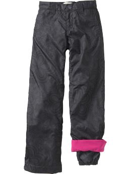 Girls: Girls Performance Fleece-Lined Snow Pants - Black Jack Print