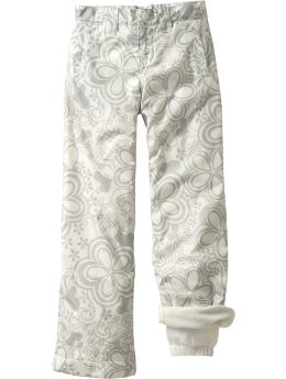 Girls: Girls Performance Fleece-Lined Snow Pants - Marshmallow White Print