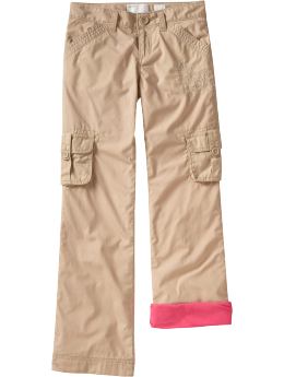 Girls: Girls Jersey-Lined Cargos - Khaki