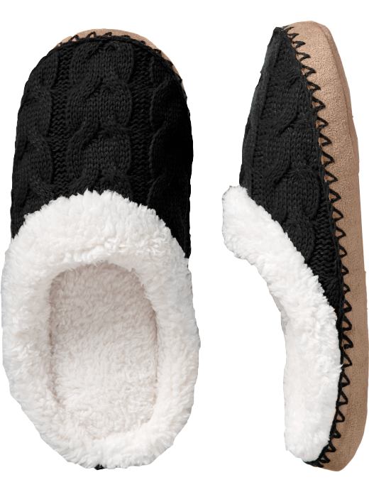 Women's Clothes: Women's Sweater-Knit Sherpa-Lined Slippers: Slippers Shoes & Slippers | Old Navy