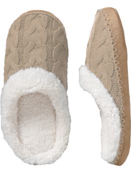 Women: Women's Sweater-Knit Sherpa-Lined Slippers - Gentle Fawn