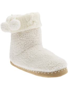 Women: Women's Sherpa Pom-Pom Slipper Boots - Marshmallow