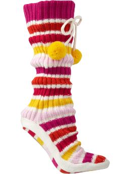 Women: Women's Striped Sweater-Knit Slipper Socks - Warm Stripe