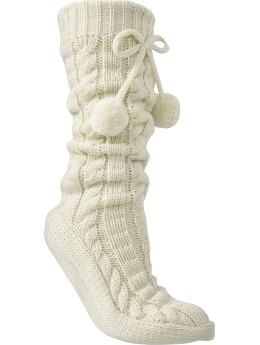 Women: Women's Sweater-Knit Slipper Socks - Marshmallow
