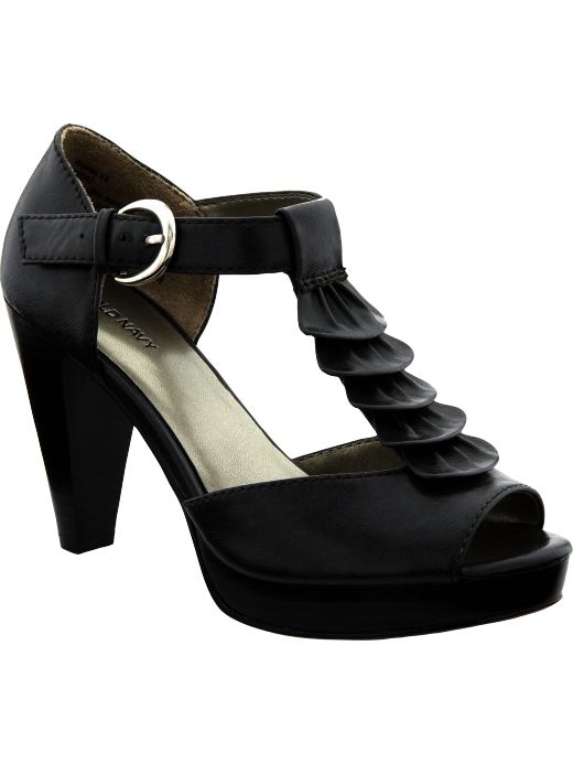 Women's Clothes: Women's Ruffled Faux-Leather Peep-Toe Pumps: Romantic Ruffles | Old Navy