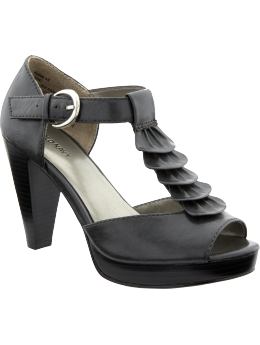 Women: Women's Ruffled Faux-Leather Peep-Toe Pumps - Stainless Steel