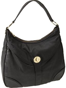 Women: Women's Large Faux-Leather Hobos - Black Jack