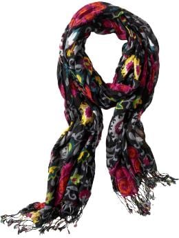 Women: Women's Floral-Print Gauze Scarves - Black Floral