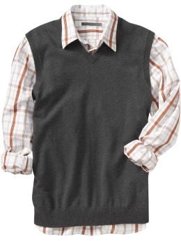 Men: Men's V-Neck Sweater Vests - Dark Heather Gray