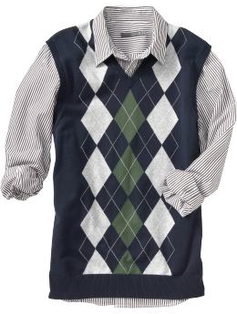 Men: Men's Argyle Sweater Vests - Ink Blue