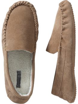Men: Men's Suede Sherpa-Lined Slippers - Tan