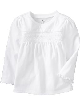 Baby Girls: Smocked Tops for Baby - Bright White
