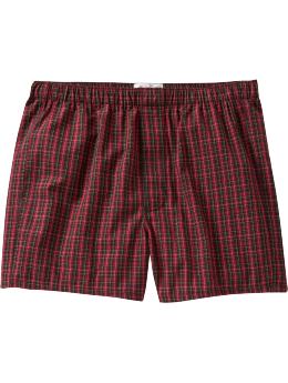Men: Men's Patterned Boxers - Burgundy Plaid