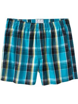 Men: Men's Patterned Boxers - Teal Plaid