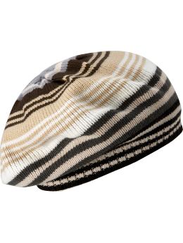 Women: Women's Striped Sweater-Knit Berets - Black Neutral Stripe