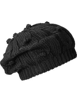 Women: Women's Cable-Knit Berets - Black Jack